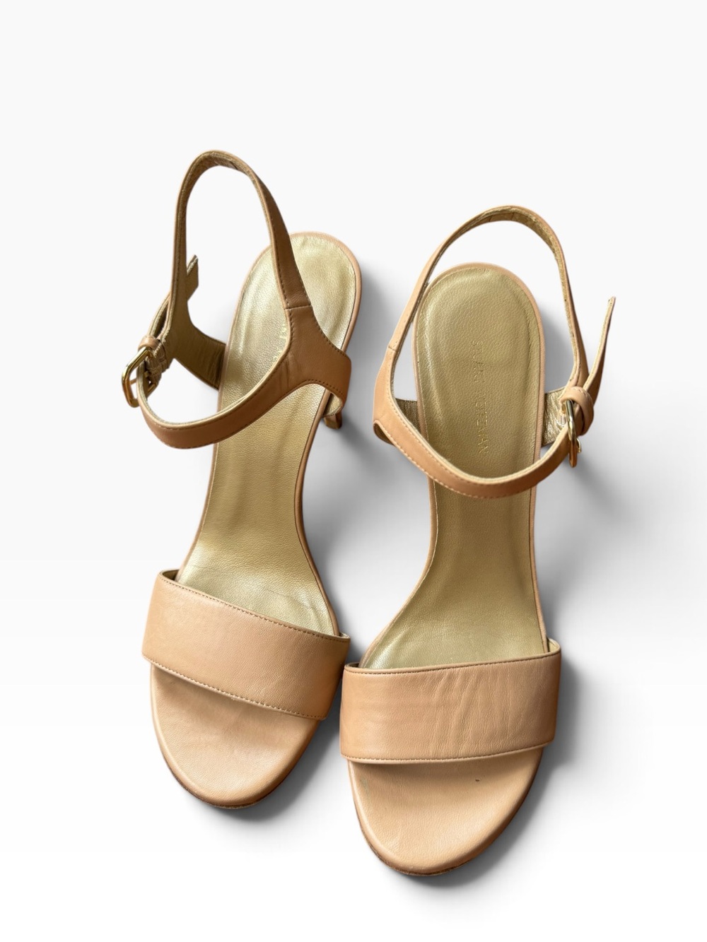 Stuart Weitzman Nude Leather Stiletto Sandals Size 10